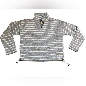 Thread & Supply Blue and White Striped Quarter Zip along Sleeve Pullover